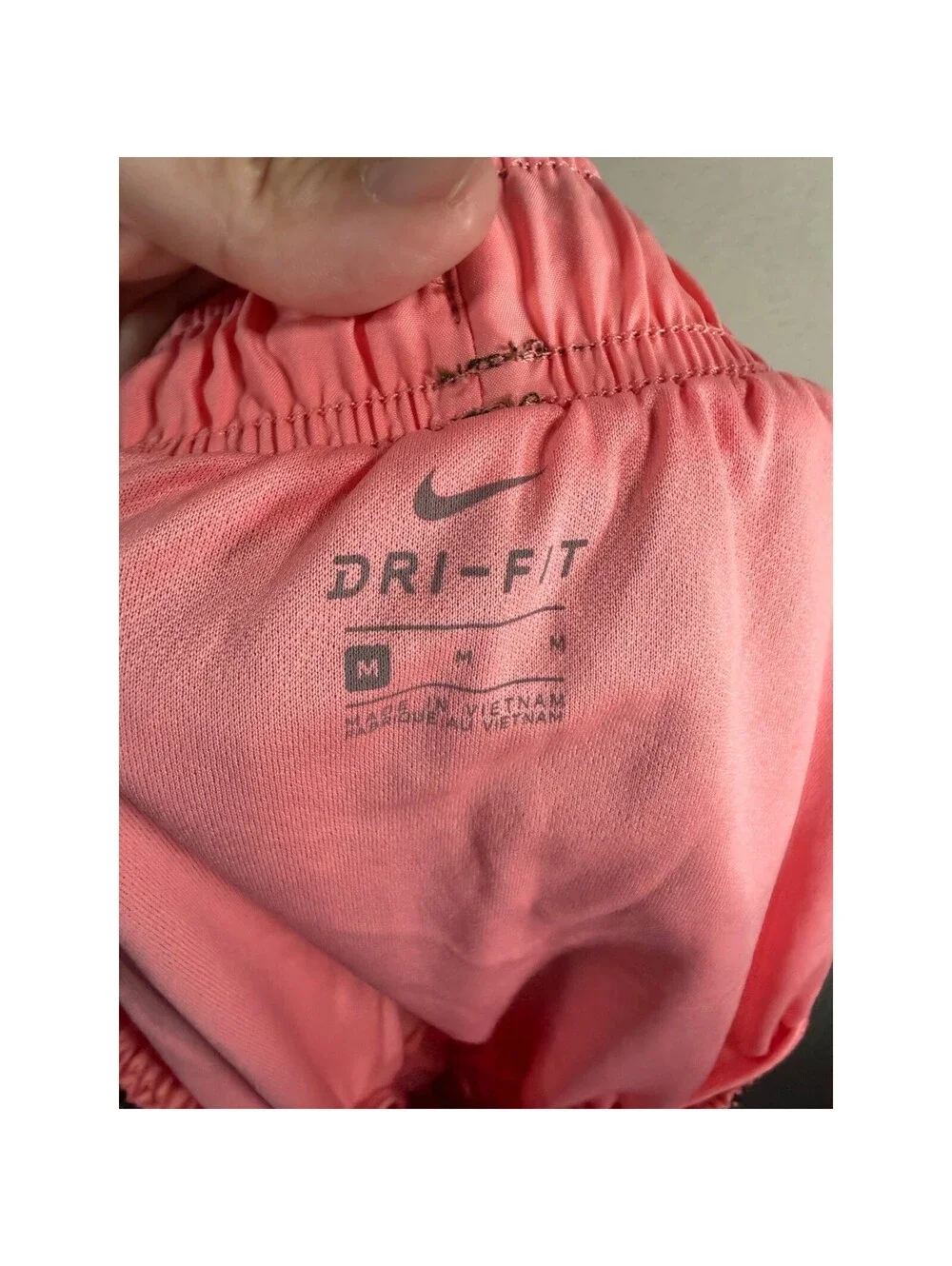 Nike Dri-FIT Splatter Print Running Shorts Womens Medium Pink Olive Green Mesh